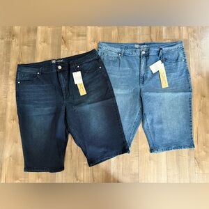 2 NEW DG2 Bermuda Shorts Denim Women 22W Medium Jean Dark Blue Style 532261
